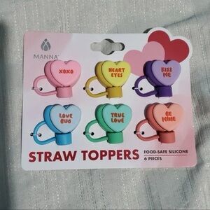Valentine Conversation Hearts Straw Toppers